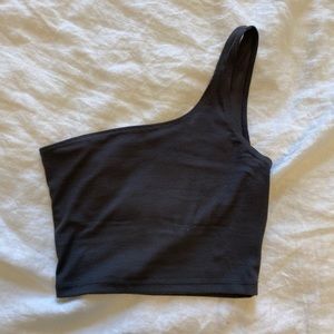 Joah Brown Single Strap Crop Tank in Concrete